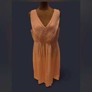 Peachy Pink Babydoll Sleeveless Midi Dress Wedding guest bridesmaid easter